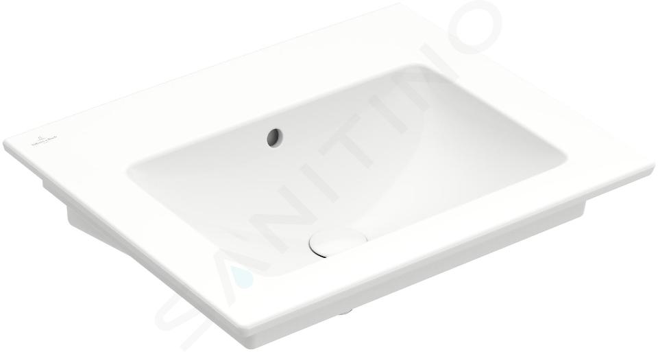 Villeroy & Boch Venticello - Lavabo 650x500 mm, con troppopieno, senza foro per miscelatore, bianco alpino 41246701