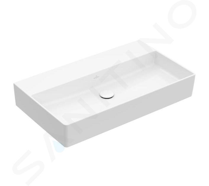 Villeroy & Boch Memento 2.0 - Lavabo 80x47 cm, sin rebosadero, sin orificio para el grifo, blanco alpino 4A228301