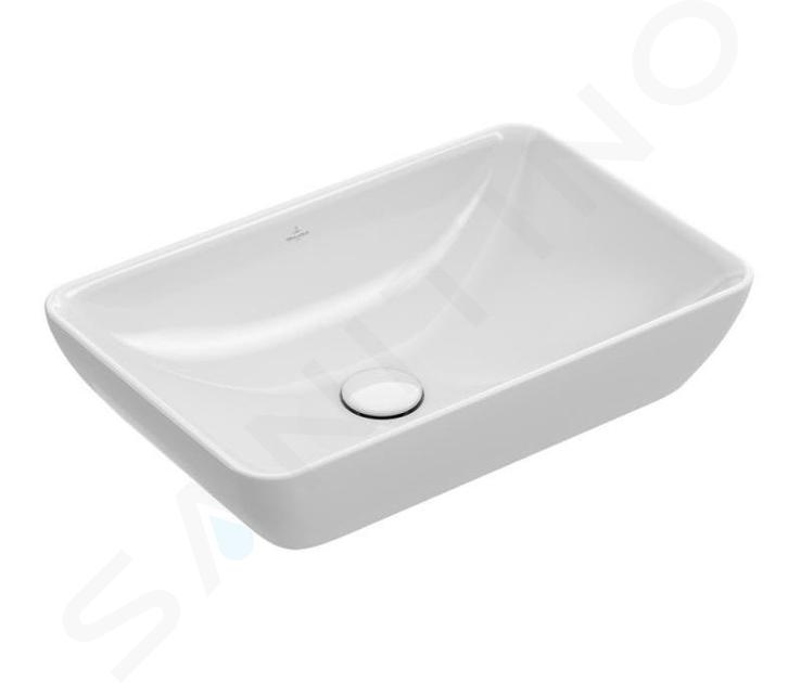 Villeroy & Boch Venticello - Lavabo da appoggio, 550x360 mm, con troppopieno, senza foro per miscelatore, bianco alpino 41135501