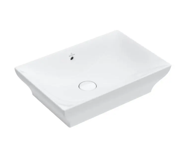 Lavabo Da Appoggio Villeroy &amp; Boch Collaro - 56x36cm, Bianco Alpino, Senza Foro Rubinetto