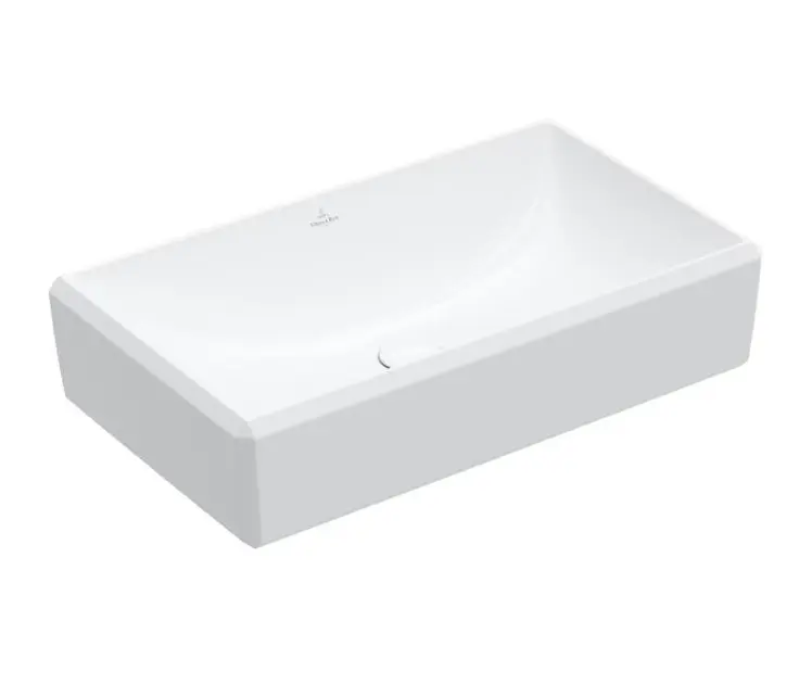 Villeroy & Boch Antheus - Lavabo sobre encimera, 650x390 mm, sin rebosadero, sin orificio para grifo, CeramicPlus, blanco alpino 4A1065R1