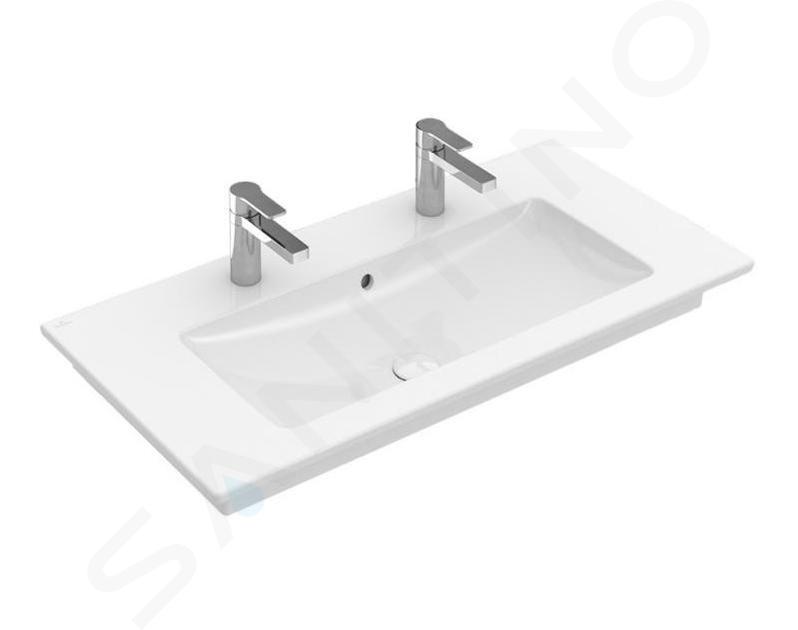 Villeroy & Boch Venticello - Meubelwastafel 100x50 cm, met overloop, 2 kraangaten, alpine wit 4104AK01