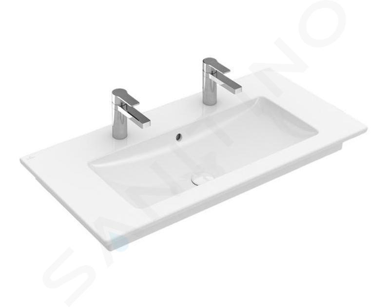 Villeroy & Boch Venticello - Lavabo de mueble 100x50 cm, con rebosadero, 2 orificios para el grifo, CeramicPlus, blanco alpino 4104AKR1