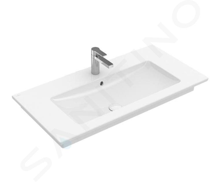 Villeroy & Boch Venticello - Lavabo de mueble 100x50 cm, con rebosadero, orificio para el grifo, blanco alpino 4104AL01