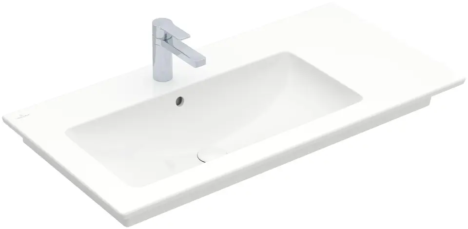 Levně Villeroy & Boch Venticello - Umyvadlo nábytkové 100x50 cm, s přepadem, otvor pro baterii, CeramicPlus, alpská bílá 4134L1R1