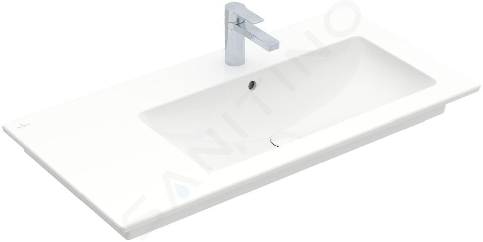Villeroy & Boch Venticello - Lavabo de mueble 100x50 cm, con rebosadero, orificio para grifo, CeramicPlus, blanco alpino 4134R1R1