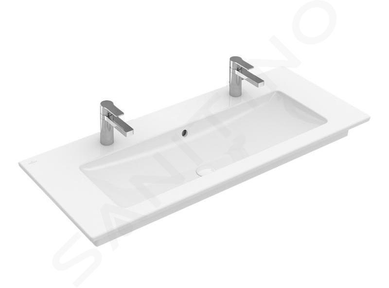 Villeroy & Boch Venticello - Umývadlo nábytkové, 1200x500 mm, s prepadom, 2 otvory na batériu, CeramicPlus, alpská biela 4104CKR1