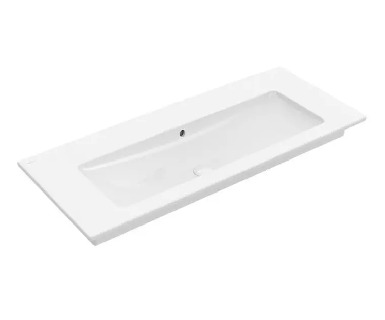 Villeroy & Boch Venticello - Meuble lavabo 120x50 cm, avec trop-plein, sans trou de robinetterie, CeramicPlus, blanc alpin 4104CJR1