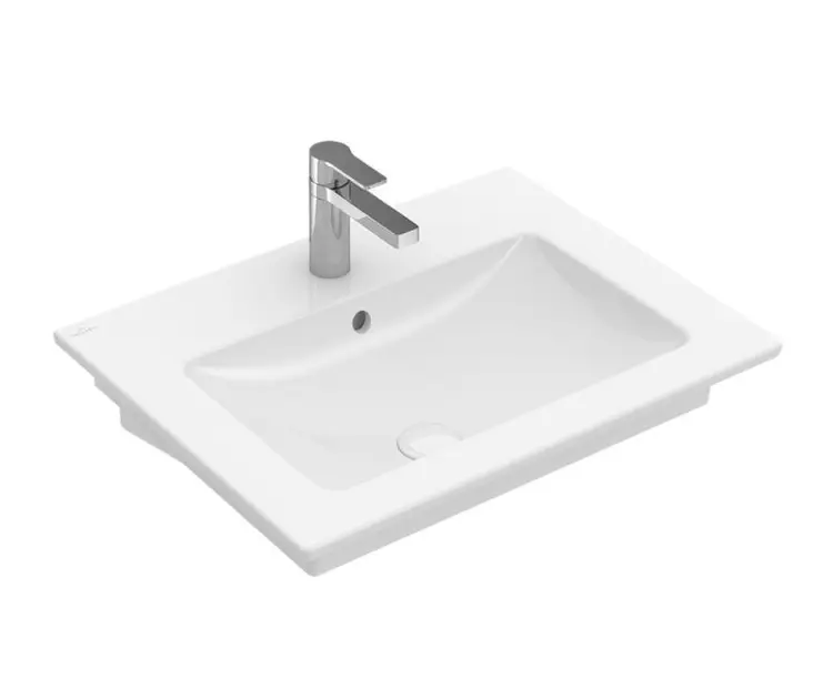 Levně Villeroy & Boch Venticello - Umyvadlo nábytkové 65x50 cm, s přepadem, otvor pro baterii, CeramicPlus, alpská bílá 4124G6R1