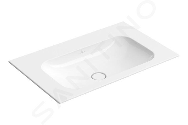 Villeroy & Boch Finion - Meuble lavabo 80x50 cm, sans trop-plein, sans trou de robinetterie, CeramicPlus, blanc alpin 416483R1