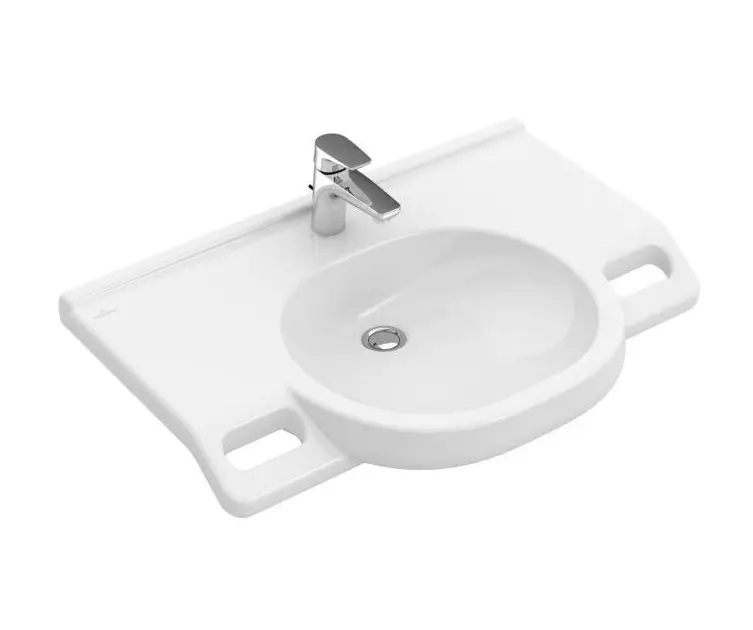 Levně Villeroy & Boch ViCare - Umyvadlo Vita 80x55 cm, bez přepadu, otvor pro baterii, AntiBac, CeramicPlus, alpská bílá 412081T2