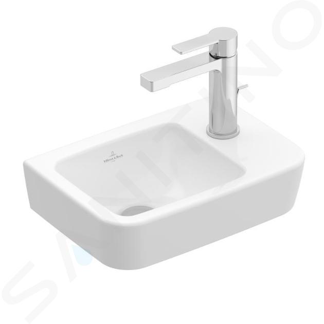 Villeroy & Boch O.novo - Lavamanos Compact 36x25 cm, sin rebosadero, 1 orificio para grifo a la derecha, CeramicPlus, blanco alpino 434337R1