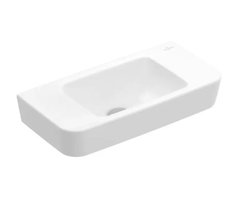 Levně Villeroy & Boch O.novo - Umývátko Compact 50x25 cm, bez přepadu, bez otvoru pro baterii, alpská bílá 43425301