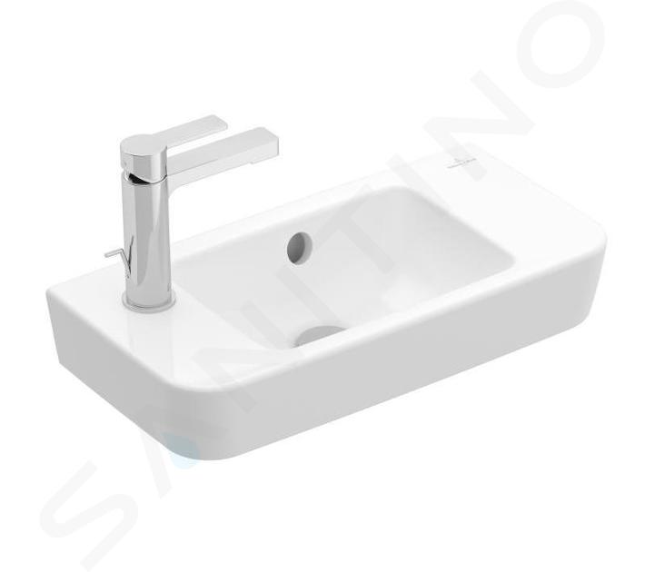 Villeroy & Boch O.novo - Lavamanos Compact 500x250 mm, con rebosadero, 1 orificio para grifo a la izquierda, blanco alpino 4342L501