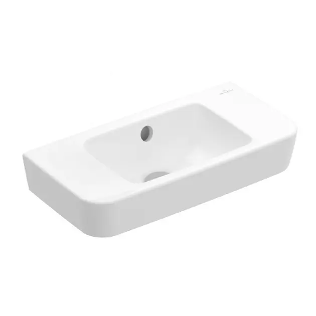 Levně Villeroy & Boch O.novo - Umývátko Compact 50x25 cm, s přepadem, bez otvoru pro baterii, alpská bílá 43425201