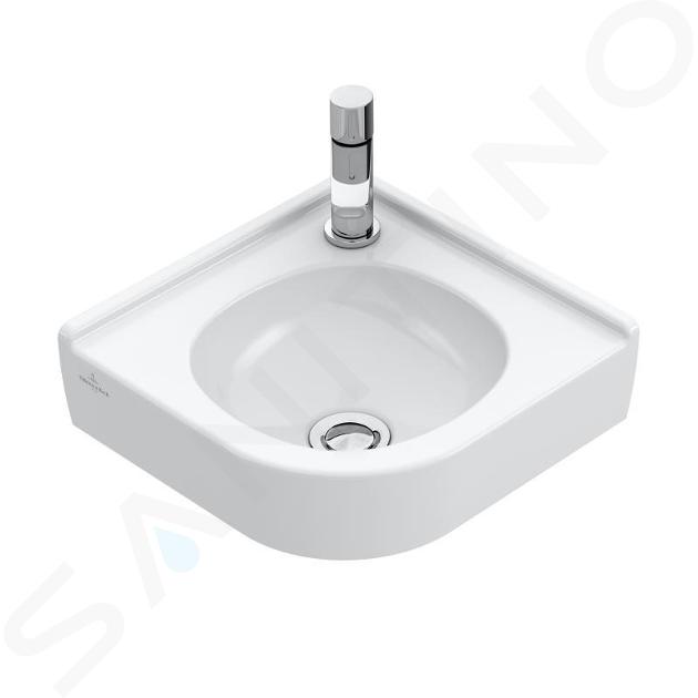 Villeroy & Boch O.novo - Umywalka narożna 32x32 cm, bez przelewu, 1 otwór na baterię, kolor alpejski 73103301