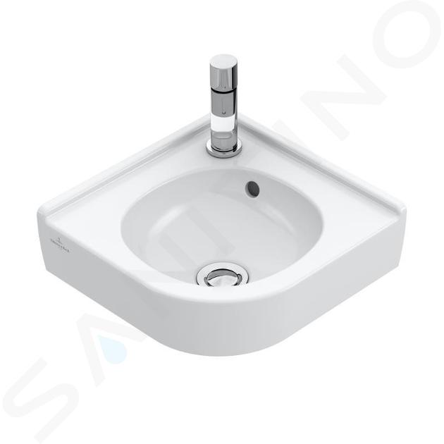 Villeroy & Boch O.novo - Lavamanos angular 320x320 mm, con rebosadero, 1 orificio para el grifo, blanco alpino 73103201