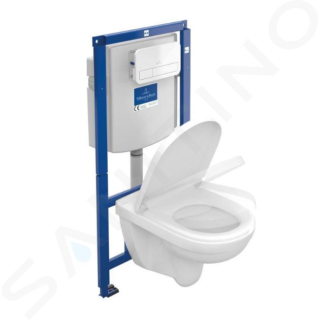 Villeroy & Boch O.novo - Set předstěnové instalace ViConnect, klozetu a sedátka, DirectFlush, SoftClosing, a tlačítka E200, bílá 5660D301