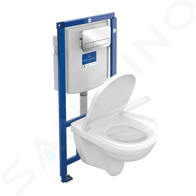 Villeroy & Boch O.novo - Vorwandinstallationsset ViConnect, Toilette und Sitz, DirectFlush, SoftClosing, mit Taste E200, glänzender Chrom 5660D201