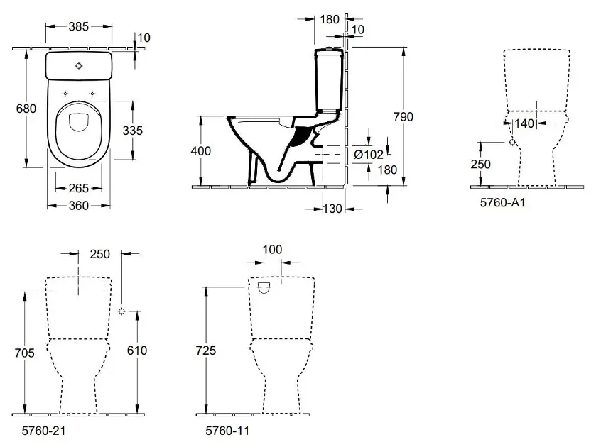 Villeroy & Boch O.novo - Taza de inodoro completo, desagüe posterior,  DirectFlush, blanco alpino 5661R001