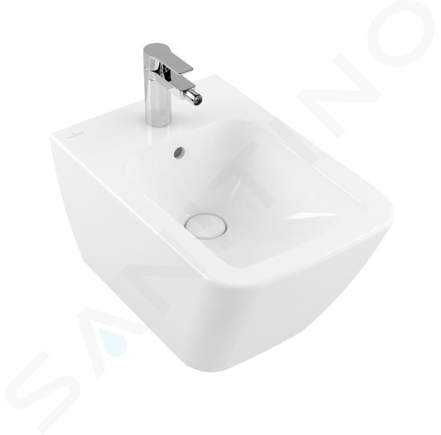 Villeroy & Boch Finion - Bidet suspendu, avec un trou de robinetterie, CeramicPlus, Stone White 446500RW