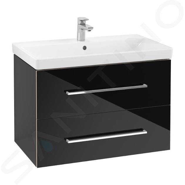 Villeroy & Boch Avento - Umyvadlová skříňka, 780x514x452 mm, 2 zásuvky, Crystal Black A89100B3