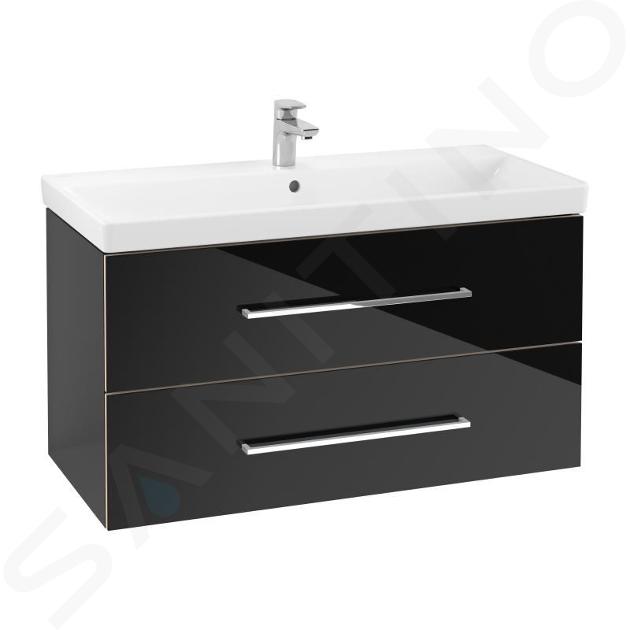 Villeroy & Boch Avento - Mueble de lavabo, 98x51x45 cm, 2 cajones, Crystal Black A89200B3