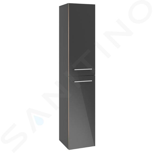Villeroy & Boch Avento - Armario alto, 35x176x37 cm, 2 puertas, Crystal Grey A89400B1