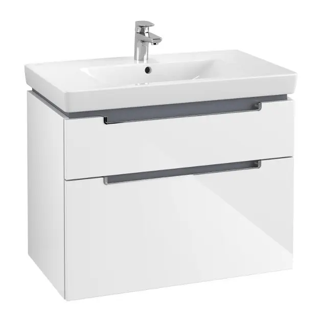 Villeroy & Boch Subway 2.0 - Meuble-vasque, 79x59x45 cm, 2 tiroirs, Glossy White A91410DH