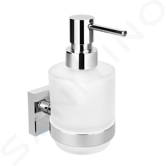 Sapho X-SQUARE - Zeepdispenser MINI met houder, melkglas/chroom XQ101