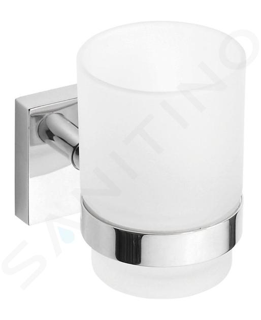 Sapho X-SQUARE - Becher mit Halter, Glas / verchromt XQ903