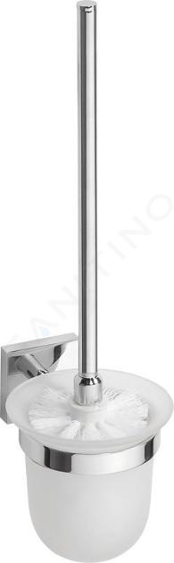 Sapho X-SQUARE - Escobilla de WC de pared con soporte, vidrio opalino/cromo XQ301