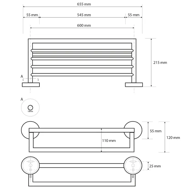 Sapho X-STEEL - Mensola portasciugamani con appendino, acciaio inox  spazzolato XS406