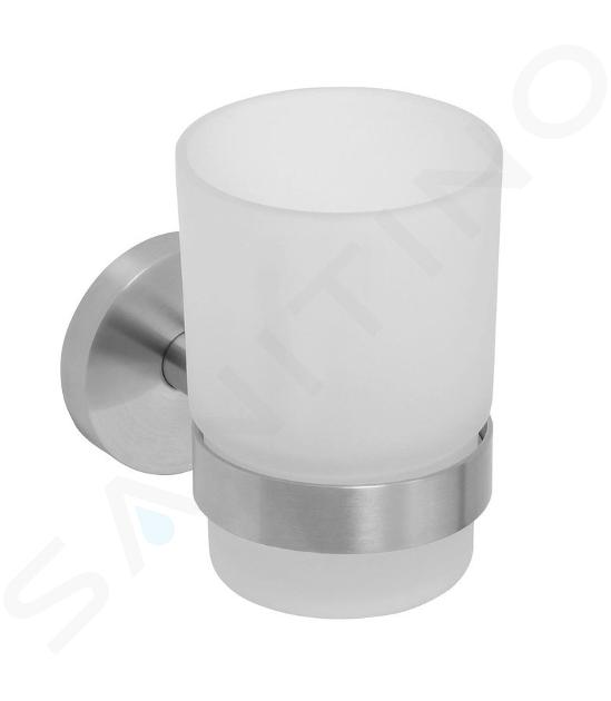 Sapho X-STEEL - Vaso con soporte, vidrio/acero inoxidable XS900