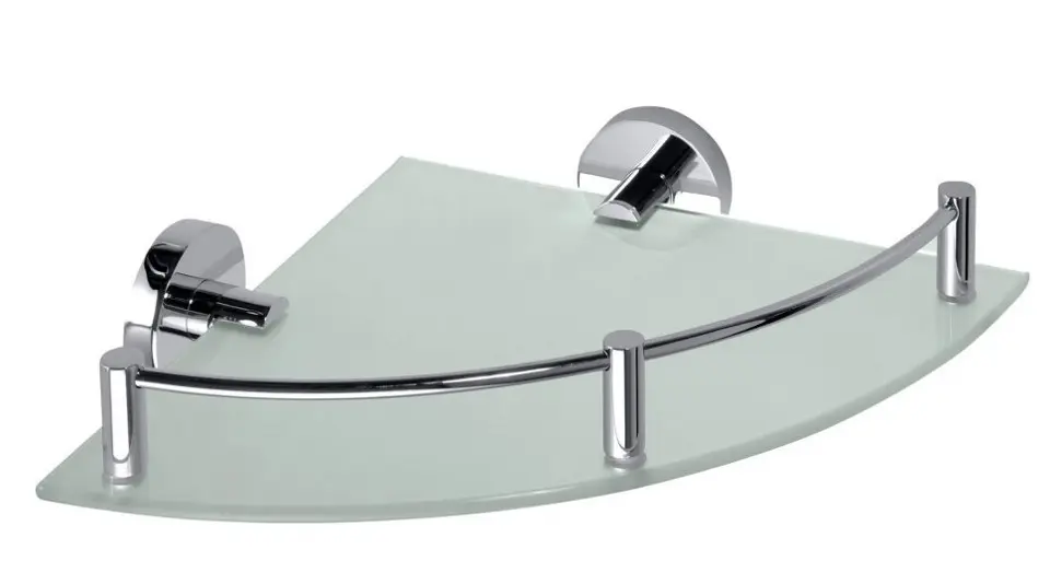 Sapho X-Round - Mensola ad angolo con sponda, vetro/cromo XR605