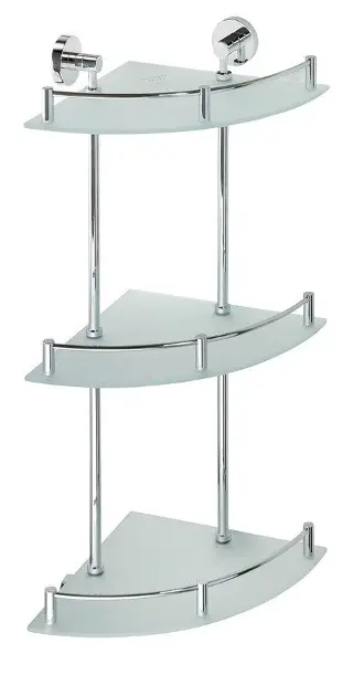 Sapho X-Round - Etagère d'angle murale, verre/chrome XR606