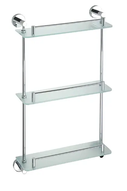 Sapho X-Round - Estante triple con barrera, cromo/vidrio opalino XR608