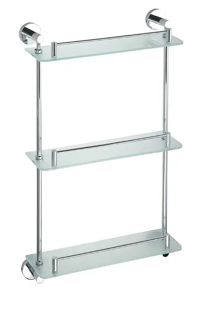 Sapho X-Round - Mensola tripla in vetro con appendino, cromo/vetro opaco XR608