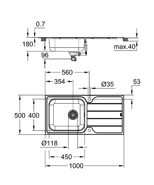 Grohe Fregadero de acero inoxidable con escurridor Grohe (31563SD1). Comprar