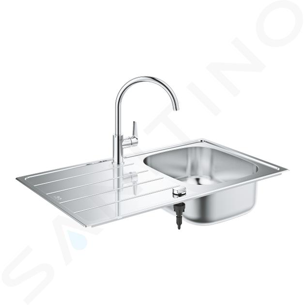 Grohe Fregaderos - Conjunto de fregadero K200 y grifo BauEdge, acero inoxidable cepillado/cromo 31562SD1