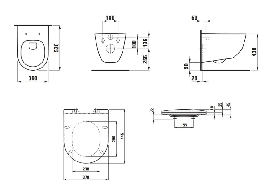 Laufen Pro - Wand-WC mit Sitz Slim, SlowClose, Rimless, weiß H8669570000001 | Armaturen