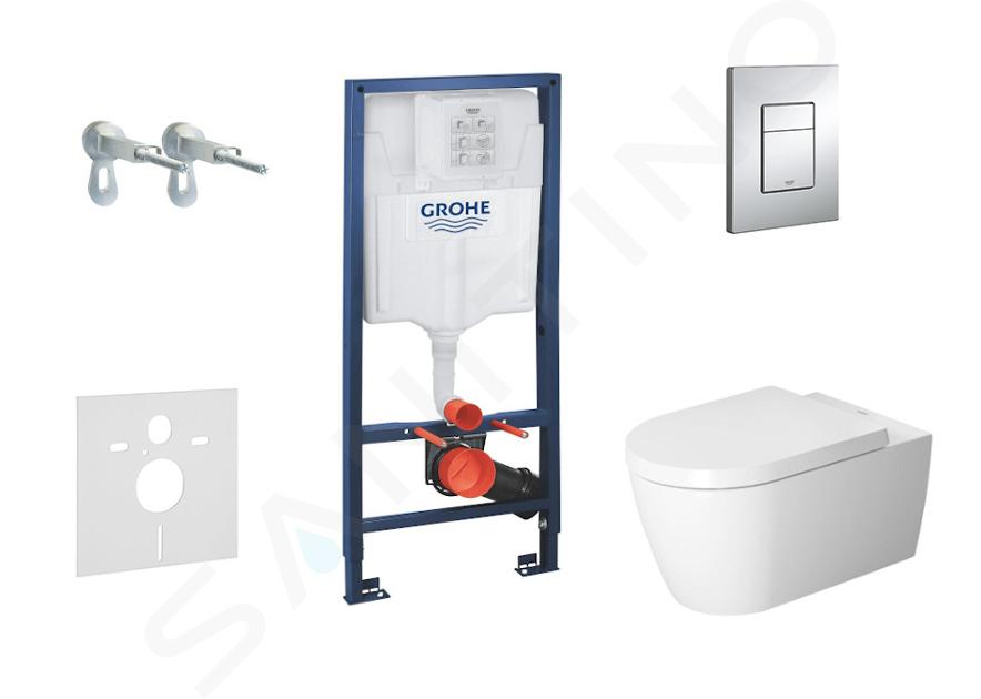 Grohe Rapid SL - Set de instalare încastrată, toaletă și capac ME by Starck, Rimless, SoftClose, clapetă Skate Cosmo, crom 38528SET-KM