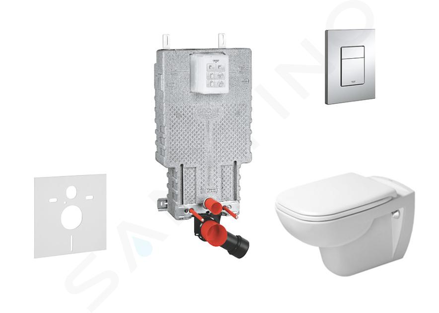 Grohe Uniset - Módulo de instalación en pared, taza y asiento D-Code, rimless, SoftClose, botón Skate Cosmo, cromo 38643SET-KK