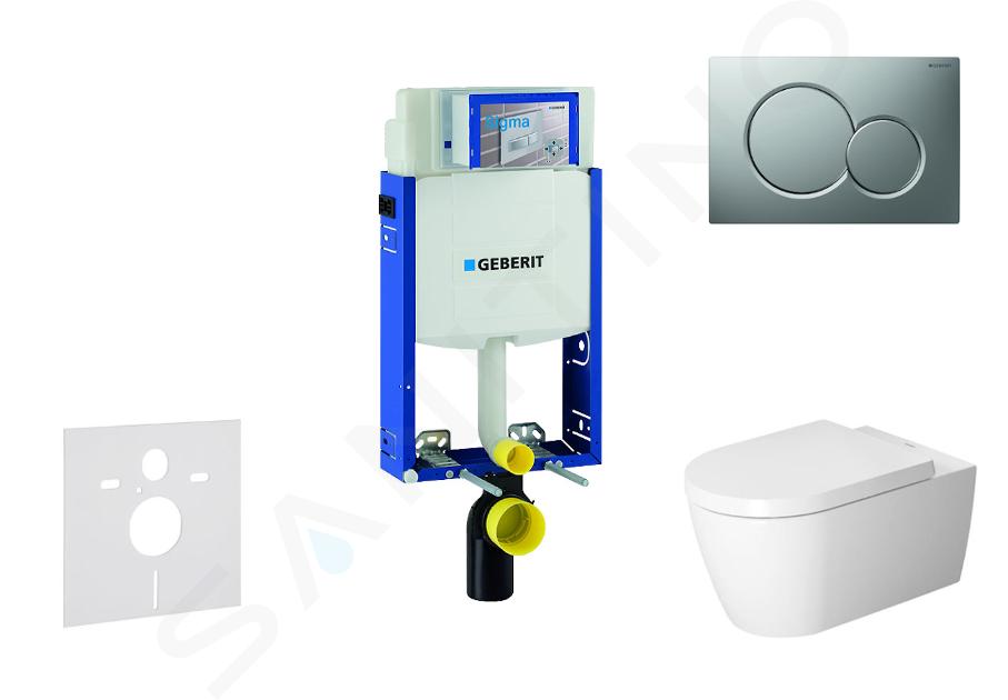 Geberit Kombifix - Moduł do WC wiszącego z przyciskiem Sigma01, chrom matowy + Duravit ME marki Starck - WC i deska, Bezrantowe, SoftClose 110.302.00.5 NM3