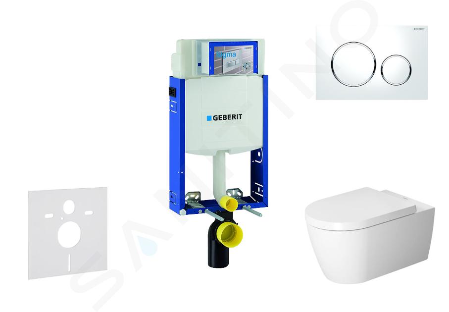 Geberit Kombifix - Moduł do wiszącej toalety z przyciskiem Sigma20, biały/chrom błyszczący + Duravit ME by Starck - toaleta i deska sedesowa, bezkołnierzowa, SoftClose 110.302.00.5 NM4