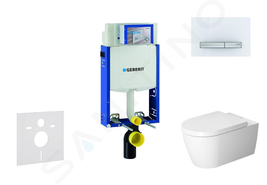 Geberit Kombifix - Moduł do wiszącej toalety z przyciskiem Sigma50, biel alpejska + Duravit ME by Starck - toaleta i deska sedesowa, bezkołnierzowa, SoftClose 110.302.00.5 NM8