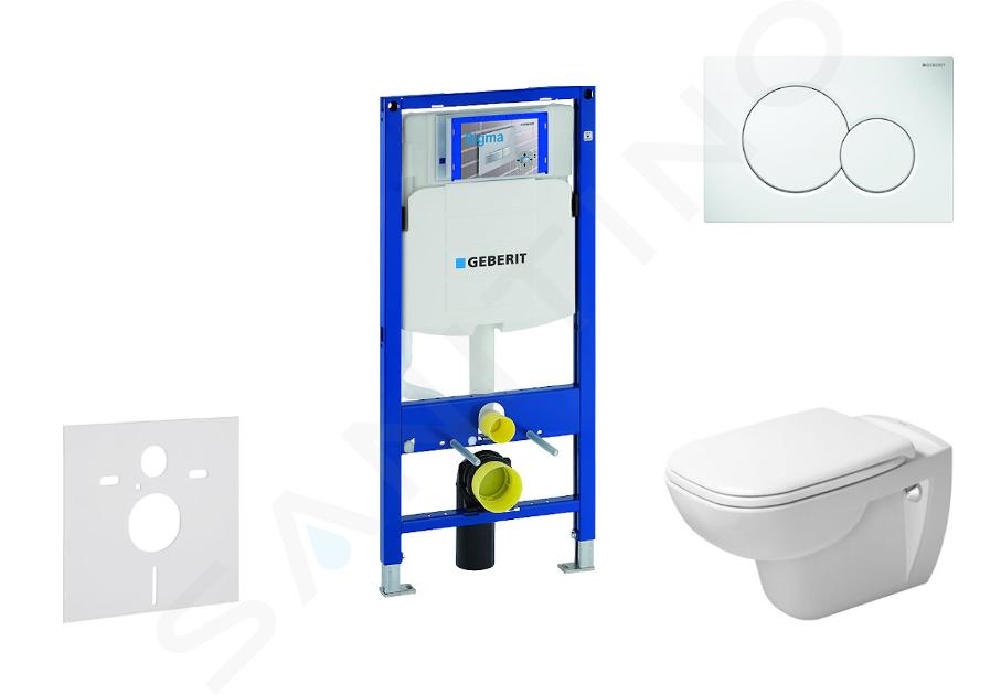 Geberit Duofix - Modul na závesné WC s tlačidlom Sigma01, alpská biela + Duravit D-Code - WC a doska, Rimless, SoftClose 111.300.00.5 NH1