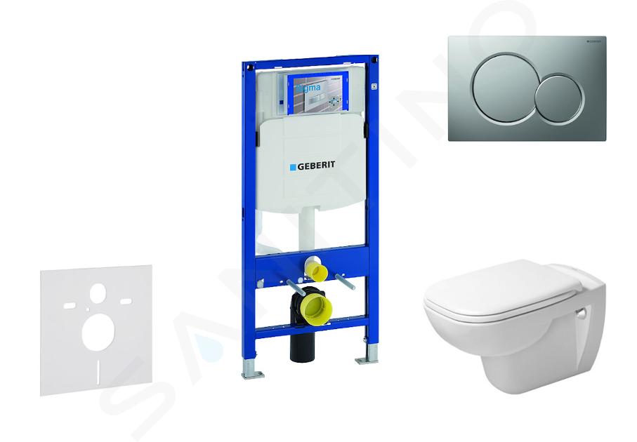 Geberit Duofix - Modul pentru WC suspendat cu clapetă Sigma01, crom mat + Duravit D-Code - WC și capac Rimless, SoftClose 111.300.00.5 NH3