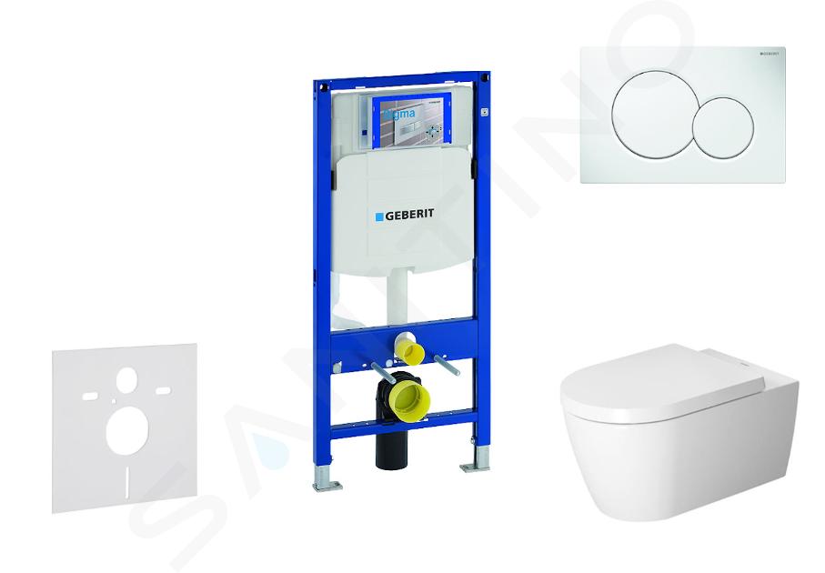 Geberit Duofix - Ensemble bâti-support, cuvette de toilette et siège ME by Starck, Rimless, SoftClose, plaque Sigma01, blanc alpin 111.300.00.5 NM1