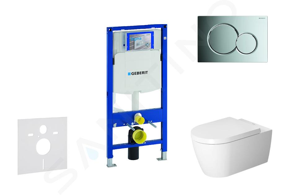 Geberit Duofix - Ensemble bâti-support, cuvette de toilette et siège ME by Starck, Rimless, SoftClose, plaque Sigma01, chrome brillant 111.300.00.5 NM2